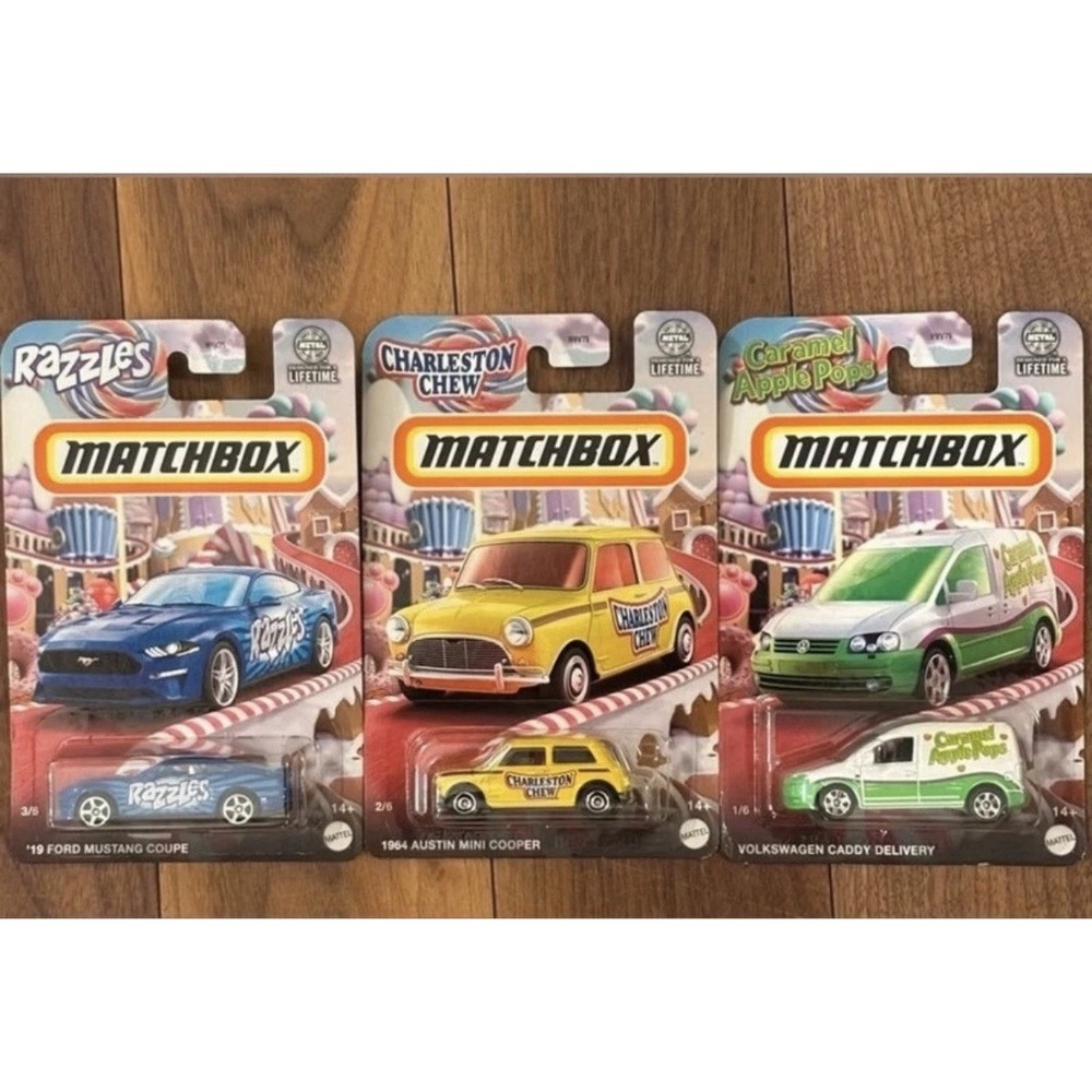 Matchbox Candy Vehicles Mustang Volkswagen  Mini Cooper